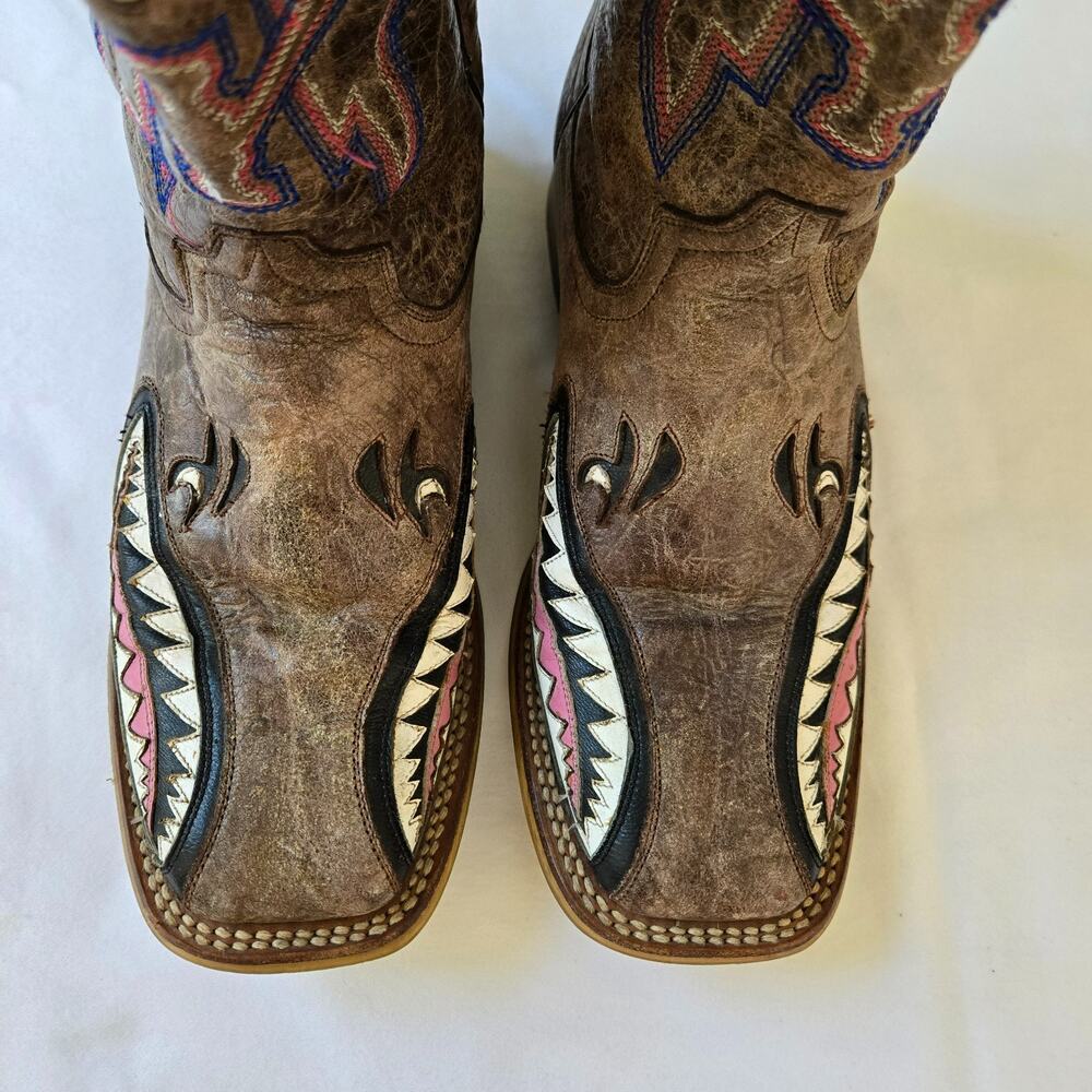 Tin Haul Femme Man Eater Leather Western Cowgirl Boots sz 6.5 Rodeo Ranch